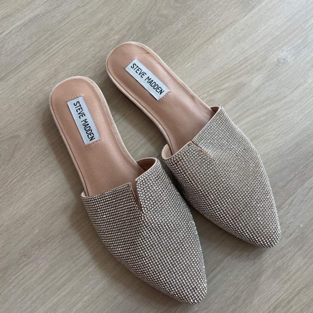 Steve Madden Sparkling Beige Mules